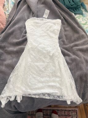 Windsor White Strapless Lace Mini Dress